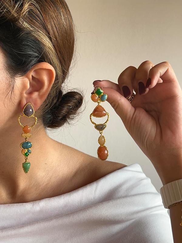 گوشواره آویز رنگی دفرمه 