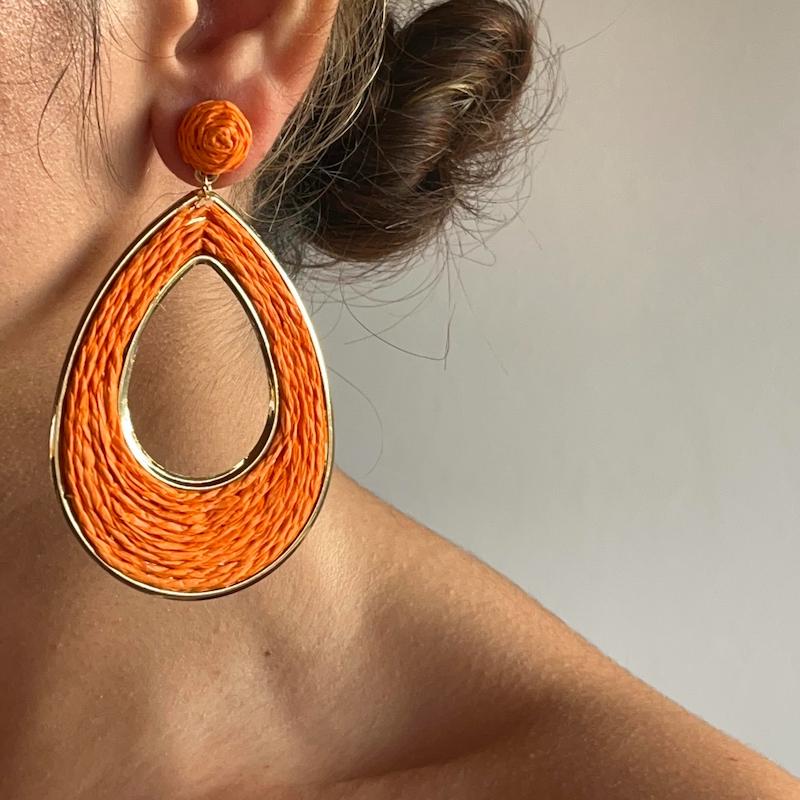 گوشواره حصیری بیضی نارنجی