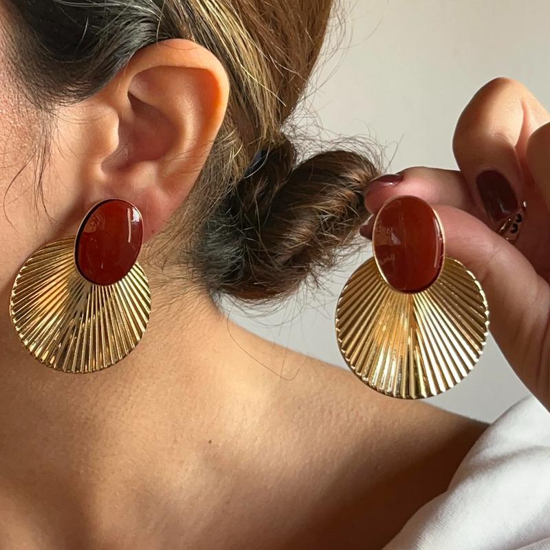 گوشواره صدفی مروارید بیضی 