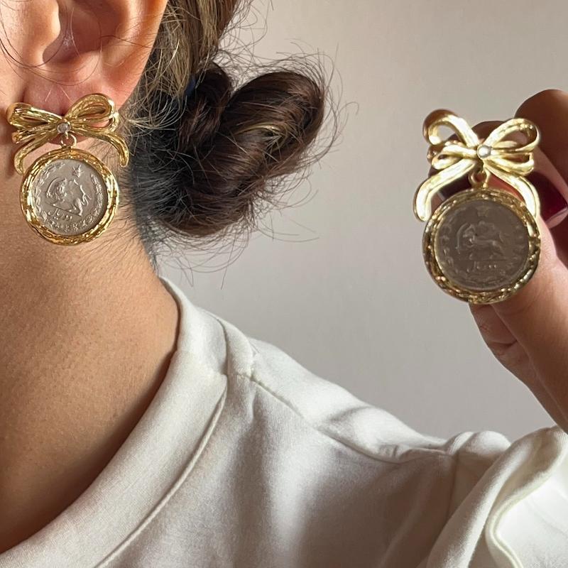 گوشواره سکه و پاپیون 