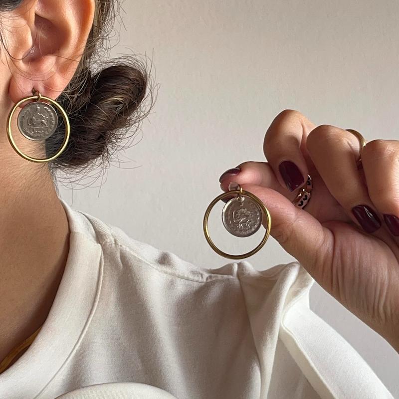 گوشواره حلقه و سکه ساده 