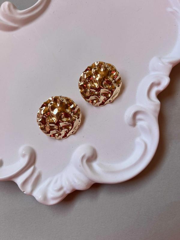 گوشواره دایره طلایی چکشی