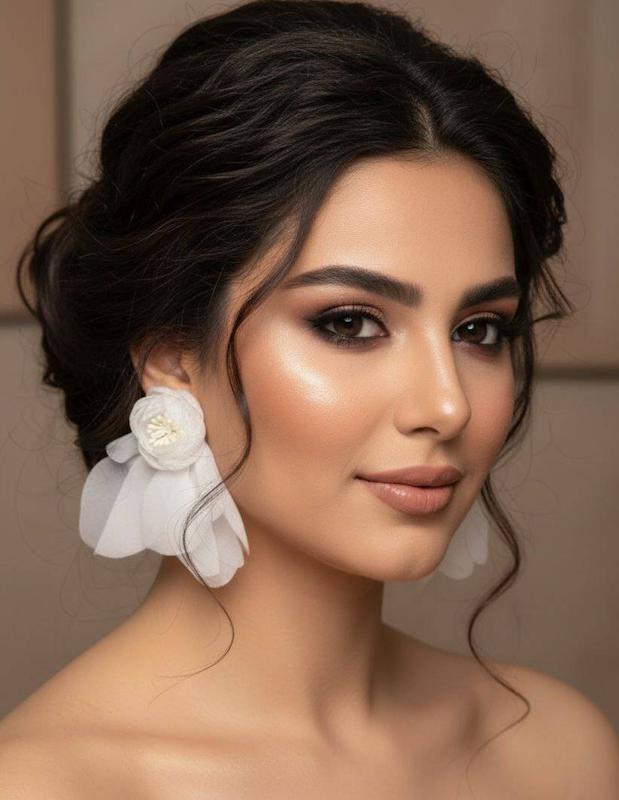 گوشواره گل پارچه ای 