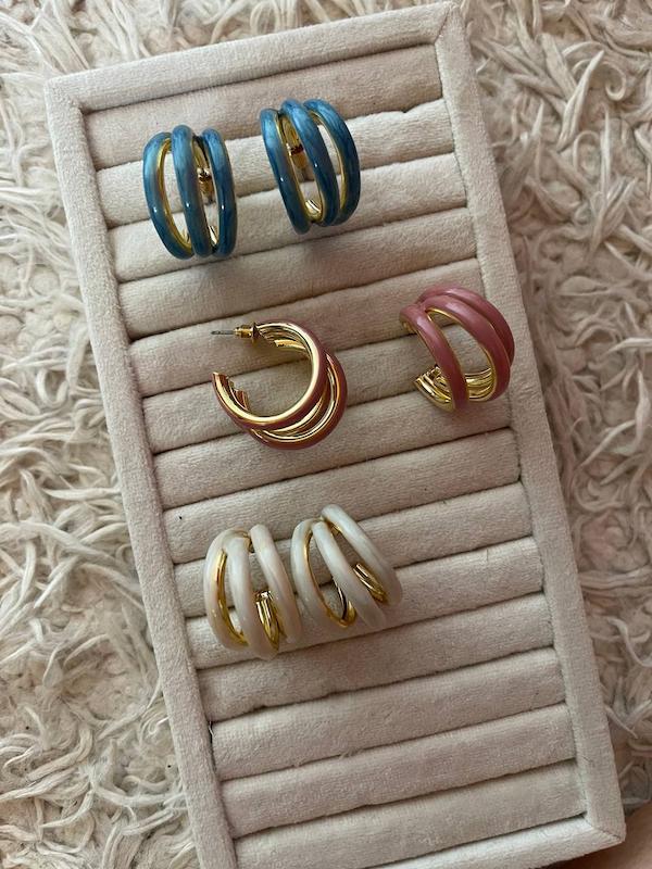 گوشواره سه حلقه میناکاری 