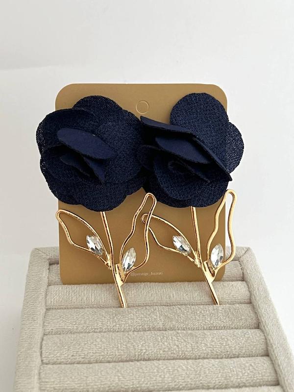 گوشواره گل رز پارچه ای 