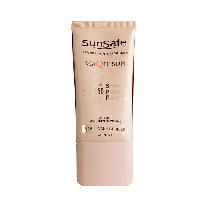 ضدآفتاب کرم‌پودری و پرایمری سان‌سیف مدل ماکی‌سان SPF50 شماره N15، ۴۰ میلی‌لیتر