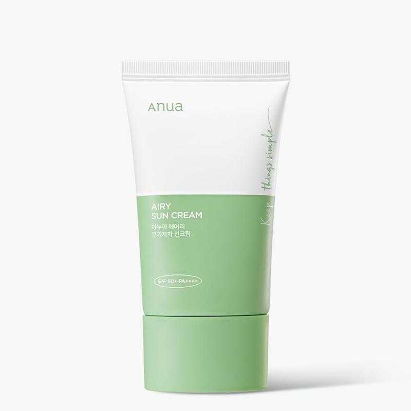 ضد آفتاب تسکین دهنده آنوا مدل AIRY حاوی +ANUA HEARTLEAF SILKY MOISTURE SUN CREAM SPF50