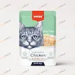 پوچ گربه ونپی مرغ و صدف ۸۵ گرم بسته‌بندی انگلیسی‌نویس