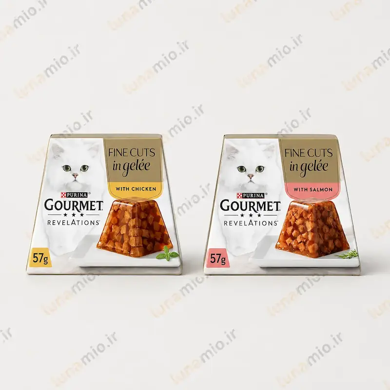 دسر گربه گورمت چانکی در ژله ۵۷ گرم با دو طعم مرغ و سالمون