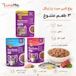 اینفوگرافیک پوچ فنبی میت پارتیکل ۸۵ گرم در سه طعم مختلف
