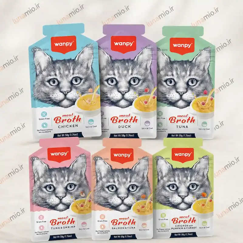 سوپ گربه ونپی میت براث ۵۰ گرم در ۶ طعم مختلف