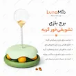 اینفوگرافیک برج بازی تشویقی‌خور گربه با توپ چرخان و محفظه تشویقی