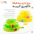 اینفوگرافیک برج بازی سه‌طبقه توپ‌دار گربه در دو رنگ مختلف