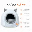اینفوگرافیک خانه گربه گوش‌دار با فضای دنج و نشیمن نرم