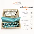 اینفوگرافیک نشیمن دوطبقه گربه رنگ کرم با طراحی بافت‌دار و نشیمن نرم