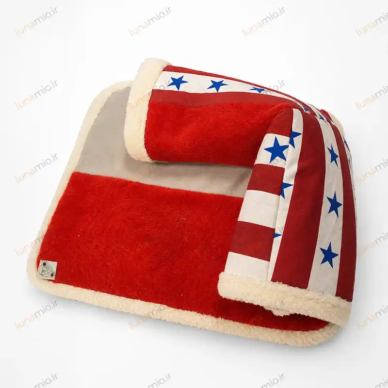 تونل خواب گربه طرح ستاره و راه‌راه با فضای نرم و دنج برای استراحت