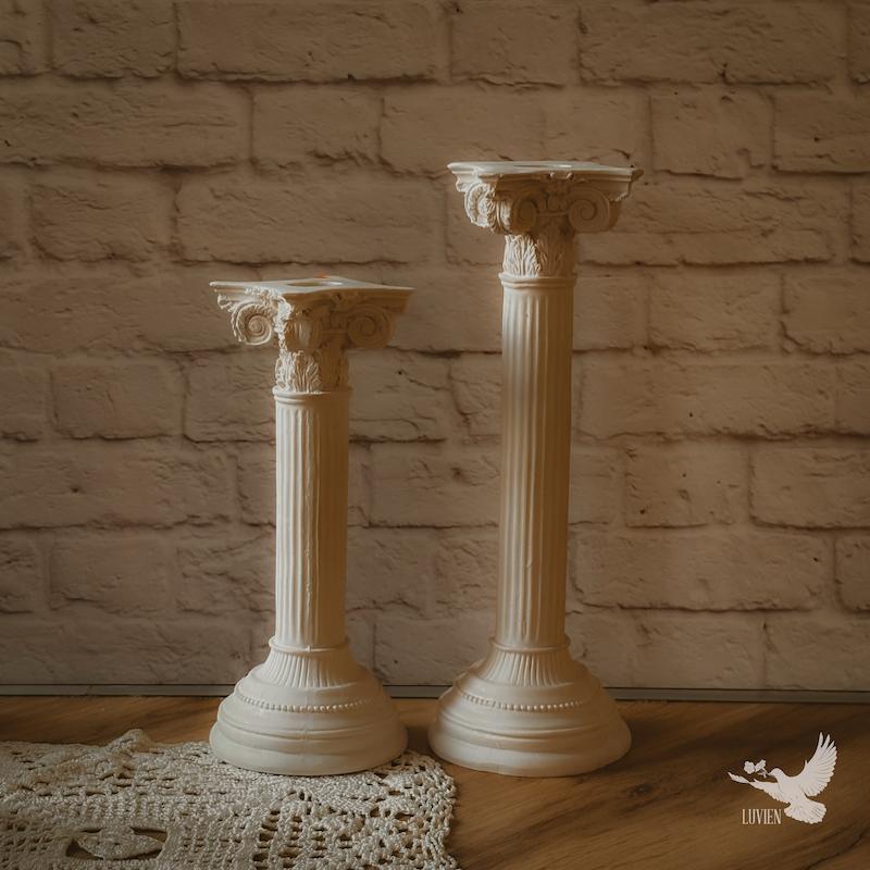 ست دو عددی شمعدان طرح ستون یونانی قدیمی وینتیج