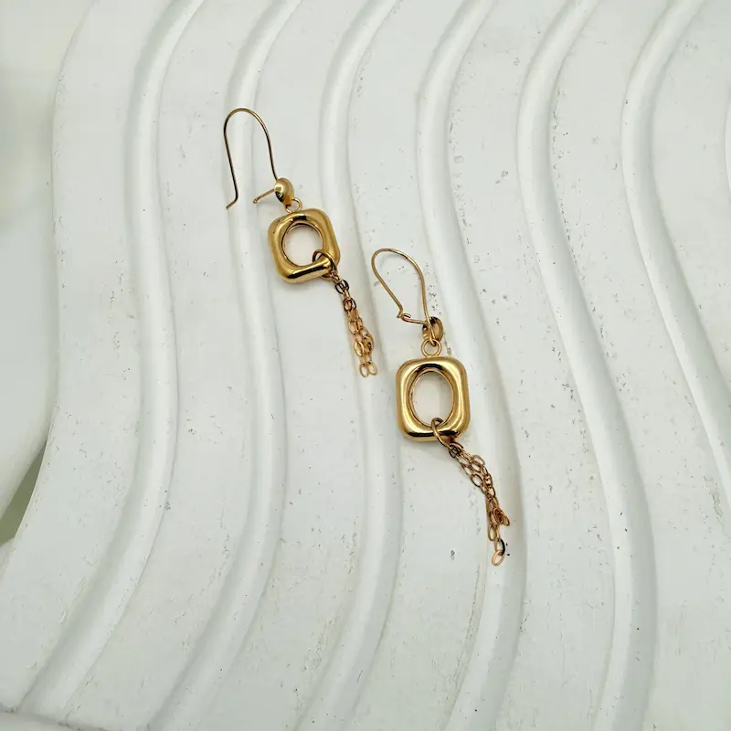 گوشواره آینه ای چهارگوش کد 4196