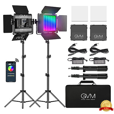 نور سینمایی حرفه ای GVM مدل GVM 800D RGB Led Video Light Kit