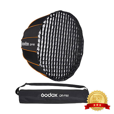 سافت باکس پارابولیک پرتابل Godox QR-P90 همراه گرید زنبوری و کیف