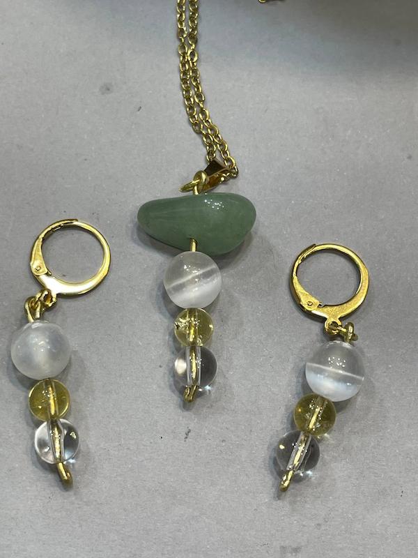 ست سنگ اونتورین و مروارید شل 