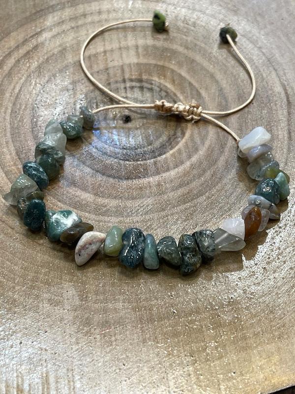 دستبند سنگ نامنظم عقیق خزه