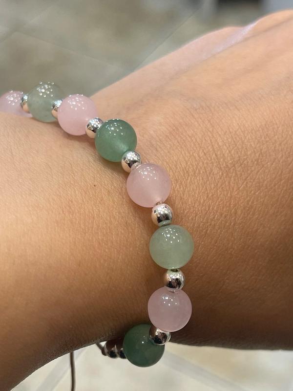 دستبند سنگ اونتورین و رزکوارتز