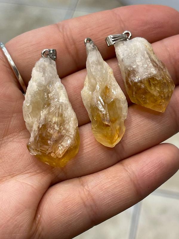 گردنبند سنگ راف سیترین برزیل