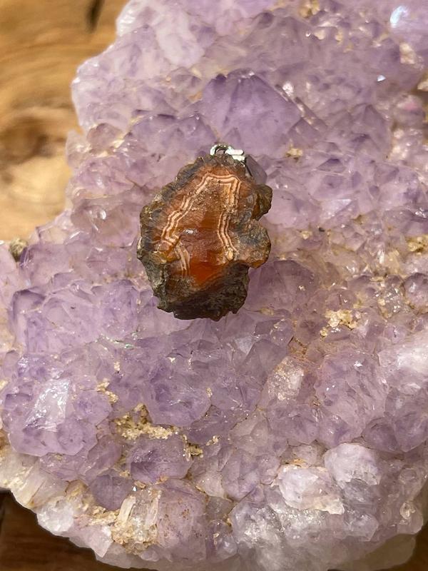 گردنبند سنگ راف عقیق کارنلین
