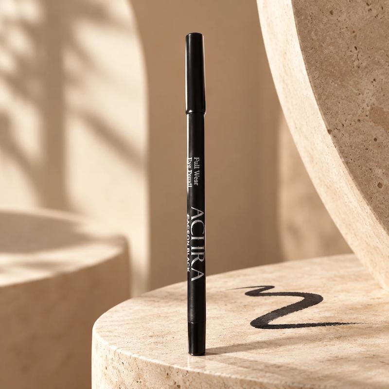 مداد چشم فوق مشکی آچرا (Actira) مدل Full Wear با رنگدانه Carbon Black – ضد ریزش و ۲۴ ساعته