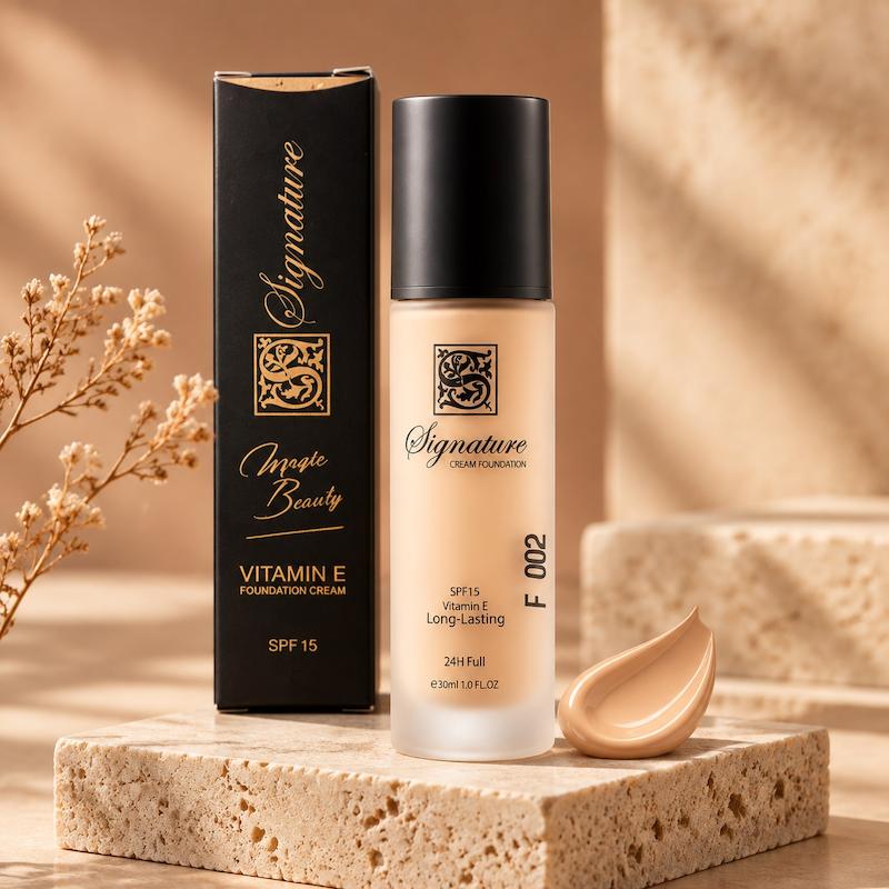 کرم پودر مایع spf 15 سیگنیچر مدل فول کاور شماره F005 مناسب برای انواع پوست حجم 35 میلی‌ لیتر