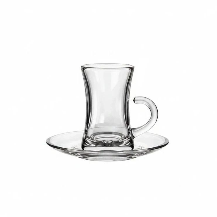 استکان و نعلبکی ساده  دسته دار (برند DELI)