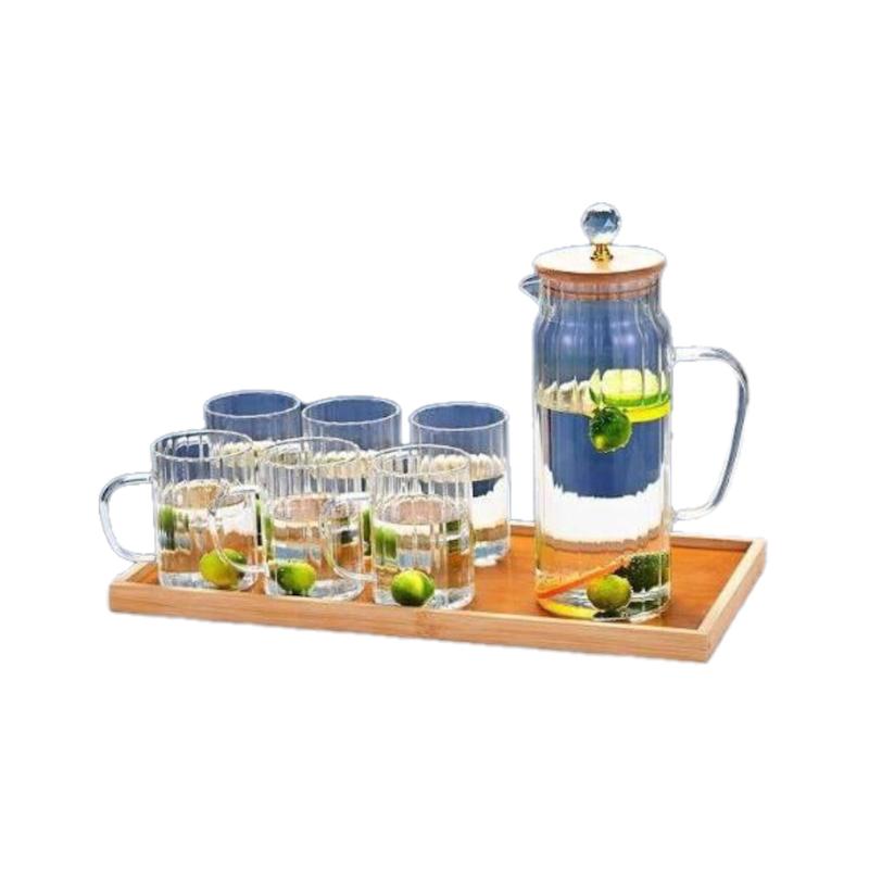 سرویس پارچ و لیوان پیرکس ناتالی همراه سینی بامبو ۵