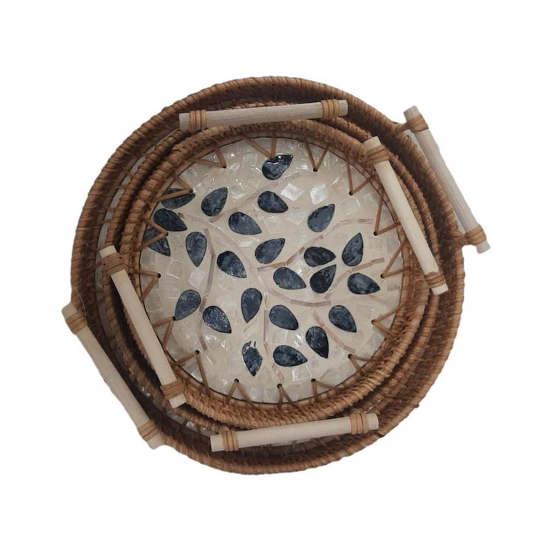 سینی کف صدفی دسته دار(۳سایز)