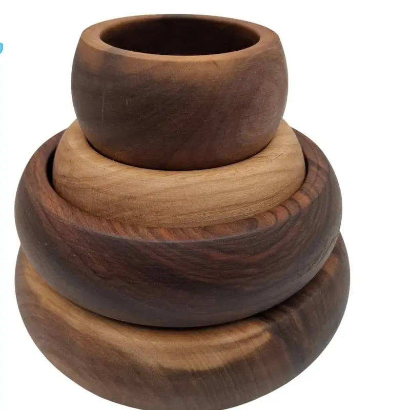 کاسه چوب گردو 4 سایز لب جمع