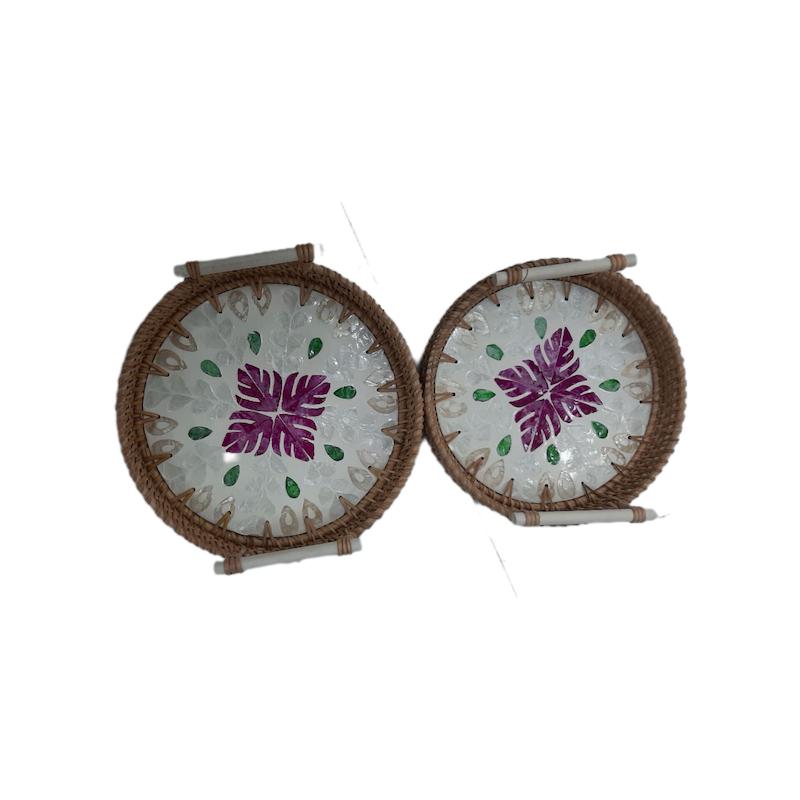 سینی کف صدفی دسته دار (۲سایز)