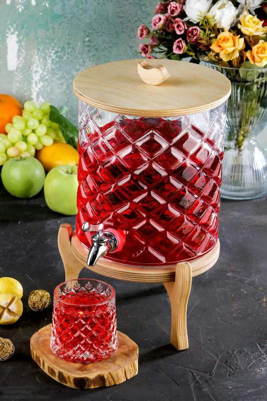 کلمن شیشه ای پایه چوب مدل میلیونه