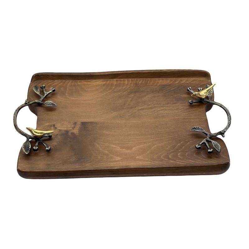 سینی چوبی مدل مستطیل دسته گنجشک 2 سایز