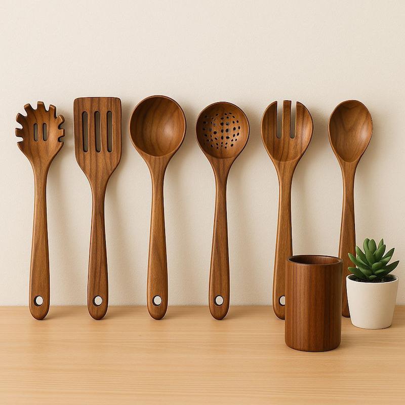 ست کفگیر و ملاقه چوبی ۷ پارچه