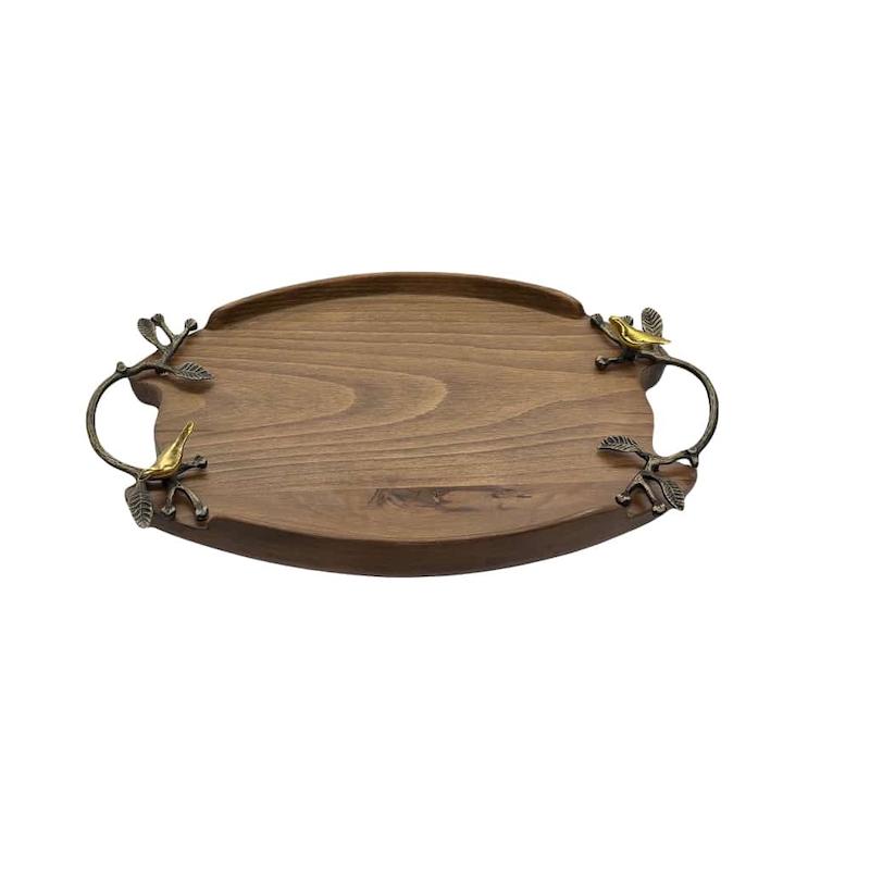 سینی چوبی مدل بیضی دسته گنجشک