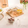 اردوخوری لیمون مدل مربع پایه چوبی کد -2243 (مجموعه 4 عددی)