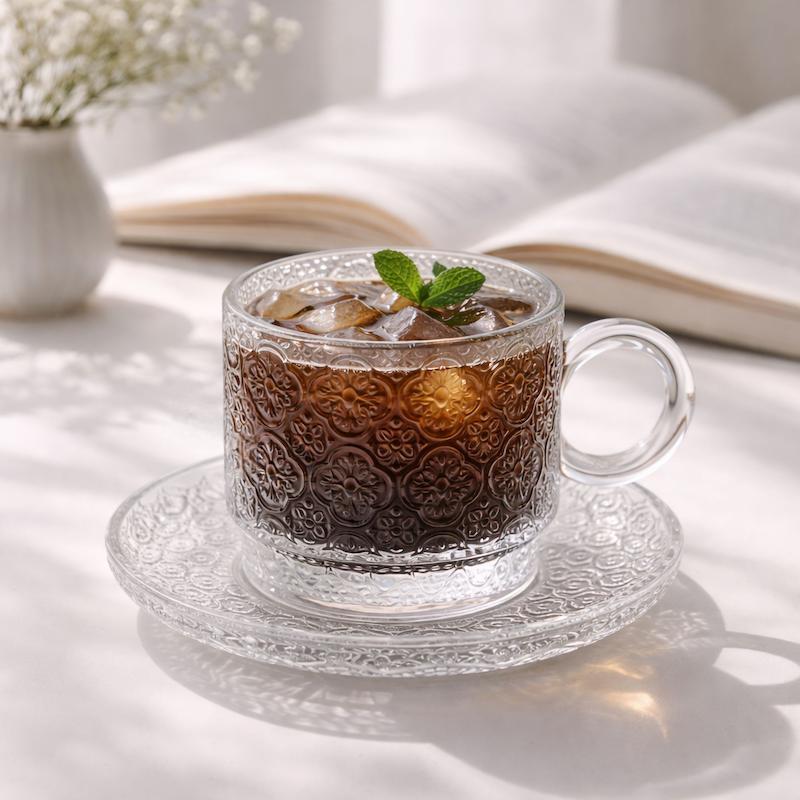 فنجان و نعلبکی مدل پنجره ای دسته حلقه