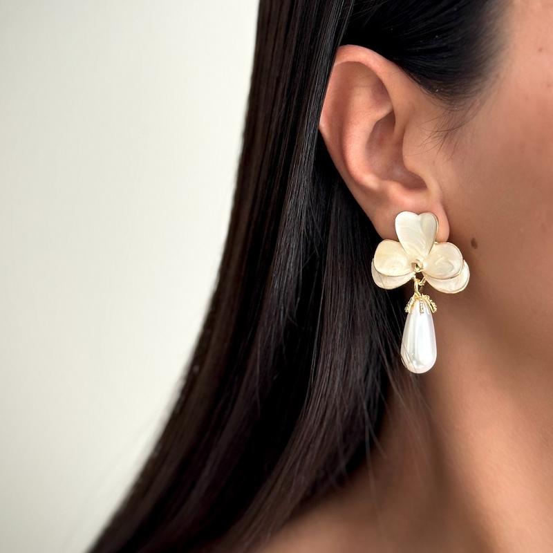 گوشواره میناکاری اویز مروارید