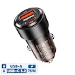 شارژر فندکی 75 وات ریمکس مدل RCC 360، دارای 2 عدد درگاه خروجی USB Type-C و USB-A
