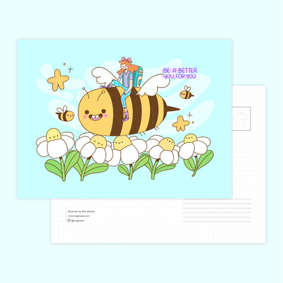 کارت پستال دختر و زنبور
