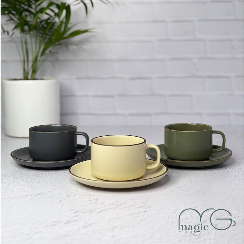 فنجون نعلبکی سرامیکی مینیمال کد ۰۰۰۳۴