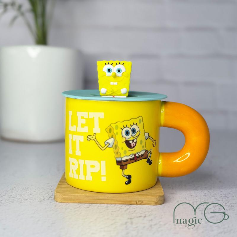 ماگ سرامیکی باب اسفنجی با درب سیلیکونی کد ۰۰۰۴۴