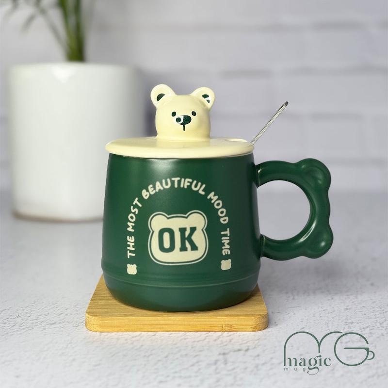 ماگ سرامیکی درب دار طرح خرس کد ۰۰۰۴۵