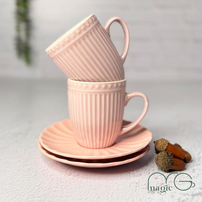 فنجون و نعلبکی سرامیکی شیاردار کد ۰۰۰۶۰