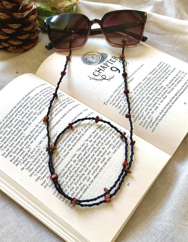 بند عینک سنگ جاسپر سرخ